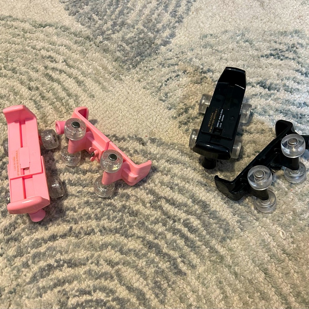 Build a Bear roller skates, 2 pairs, black and pink